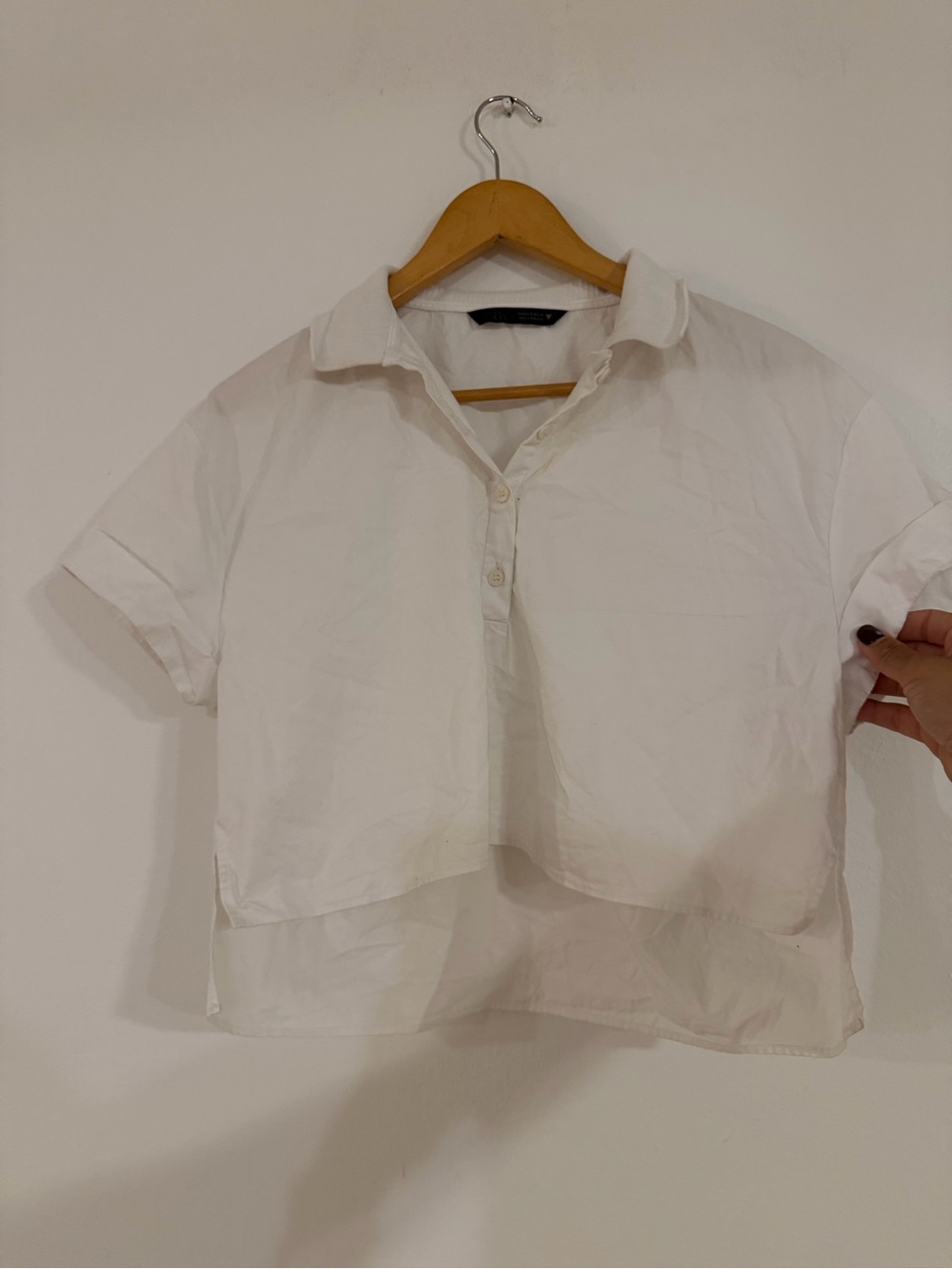Zara White Short-Sleeve Polo Shirt